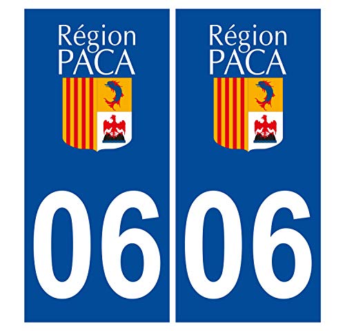 Supstick 2 Stickers Autocollants Plaques Immatriculation Auto Dept 06 Paca Bleu Foncé Angles Carrés