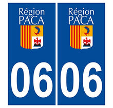 Supstick 2 Stickers Autocollants Plaques Immatriculation Auto Dept 06 Paca Bleu Foncé Angles Carrés