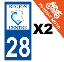 Supstick 2 Stickers Autocollants Plaques Immatriculation Moto Dept 28 Centre Bleu Foncé Angles Carrés