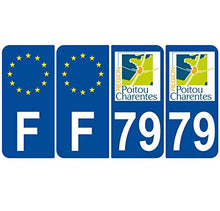 Supstick 4 Stickers Autocollants Plaques Immatriculation Auto Dept 79 Poitou Charentes Bleu Foncé Angles Arrondis