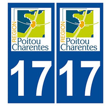 Supstick 2 Stickers Autocollants Plaques Immatriculation Auto Dept 17 Poitou Charentes Bleu Foncé Angles Carrés