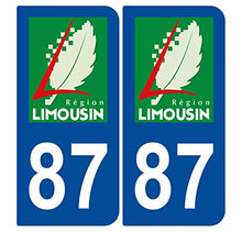 Supstick 2 Stickers Autocollants Plaques Immatriculation Auto Dept 87 Limousin Bleu Foncé Angles Arrondis