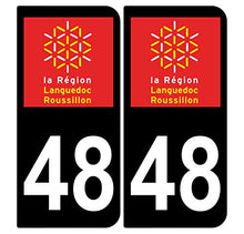 Supstick 2 Stickers Autocollants Plaques Immatriculation Auto Dept 48 Languedoc Roussillon Noir Angles Arrondis