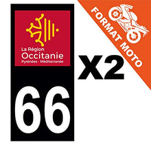 Supstick 2 Stickers Autocollants Plaques Immatriculation Moto Dept 66 Occitanie Noir Angles Carrés