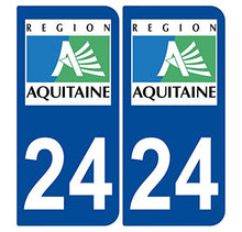 Supstick 2 Stickers Autocollants Plaques Immatriculation Auto Dept 24 Aquitaine Bleu Foncé Angles Arrondis