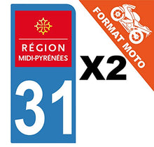 Supstick 2 Stickers Autocollants Plaques Immatriculation Moto Dept 31 Midi Pyrénées Bleu Clair 1 Angle Arrondi