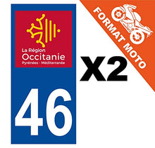 Supstick 2 Stickers Autocollants Plaques Immatriculation Moto Dept 46 Occitanie Bleu Foncé Angles Carrés