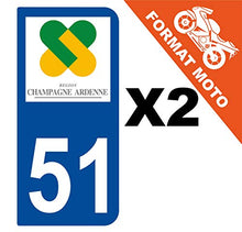 Supstick 2 Stickers Autocollants Plaques Immatriculation Moto Dept 51 Champagne Ardenne Bleu Foncé 2 Angles Arrondis