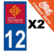 Supstick 2 Stickers Autocollants Plaques Immatriculation Moto Dept 12 Occitanie Bleu Foncé Angles Carrés