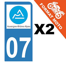 Supstick 2 Stickers Autocollants Plaques Immatriculation Moto Dept 07 Auvergne Rhône Alpes Bleu Clair 1 Angle Arrondi