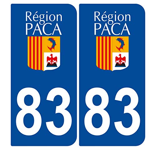 Supstick 2 Stickers Autocollants Plaques Immatriculation Auto Dept 83 Paca Bleu Foncé Angles Arrondis