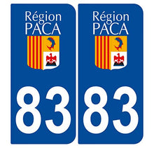 Supstick 2 Stickers Autocollants Plaques Immatriculation Auto Dept 83 Paca Bleu Foncé Angles Arrondis