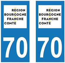 supstick 2 STICKERS AUTOCOLLANT PLAQUE IMMATRICULATION DEPT 70 region Bourgogne-Franche-Comté format rectangulaire - supstick.fr