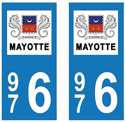 supstick 2 STICKERS AUTOCOLLANT PLAQUE IMMATRICULATION DEPT 976 Région de Mayotte format rectangulaire - supstick.fr