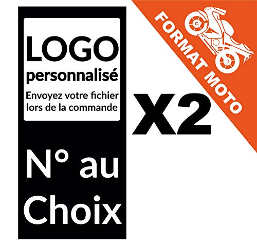 Supstick 2 Stickers Autocollants Plaques Immatriculation personnalisé Format Moto Noir 1 Angle rectangulaire
