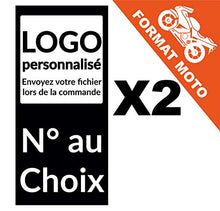 Supstick 2 Stickers Autocollants Plaques Immatriculation personnalisé Format Moto Noir 1 Angle rectangulaire