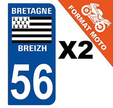 Supstick 2 Stickers Autocollants Plaques Immatriculation Moto Dept 56 Bretagne Breizh Bleu Foncé 2 Angles Arrondis