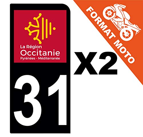 Supstick 2 Stickers Autocollants Plaques Immatriculation Moto Dept 31 Occitanie Noir 1 Angle Arrondi
