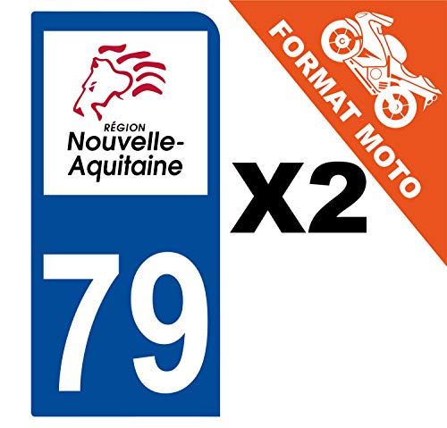 Supstick 2 Stickers Autocollants Plaques Immatriculation Moto Dept 79 Nouvelle Aquitaine Bleu Foncé 1 Angle Arrondi
