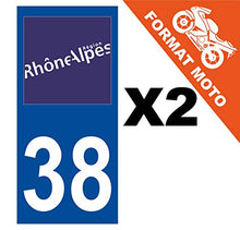 Supstick 2 Stickers Autocollants Plaques Immatriculation Moto Dept 38 Rhône Alpes Bleu Foncé Angles Carrés