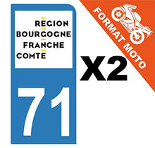 Supstick 2 Stickers Autocollants Plaques Immatriculation Moto Dept 71 Bourgogne Franche Comté Bleu Clair 1 Angle Arrondi