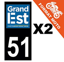 Supstick 2 Stickers Autocollants Plaques Immatriculation Moto Dept 51 Grand Est Noir Angles Carrés