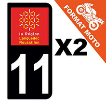 Supstick 2 Stickers Autocollants Plaques Immatriculation Moto Dept 11 Languedoc Roussillon Noir 2 Angles Arrondis