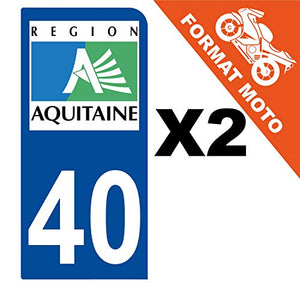 Supstick 2 Stickers Autocollants Plaques Immatriculation Moto Dept 40 Aquitaine Bleu Foncé 1 Angle Arrondi