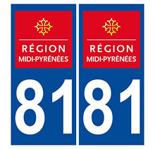 Supstick 2 Stickers Autocollants Plaques Immatriculation Auto Dept 81 Midi Pyrénées Bleu Foncé Angles Carrés