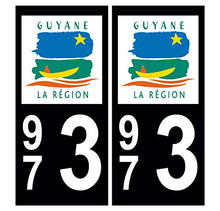 Supstick 2 Stickers Autocollants Plaques Immatriculation Auto Dept 973 Guyane Noir Angles Carrés