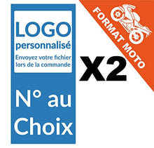 Supstick 2 Stickers Autocollants Plaques Immatriculation personnalisé Format Moto Bleu 1 Angle rectangulaire