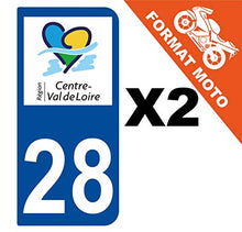 Supstick 2 Stickers Autocollants Plaques Immatriculation Moto Dept 28 Centre Val de Loire Bleu Foncé 2 Angles Arrondis