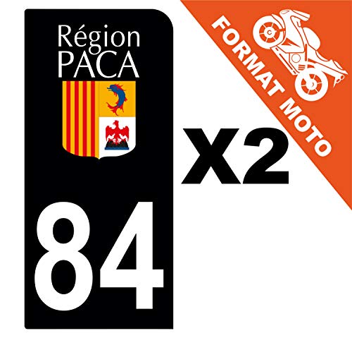 Supstick 2 Stickers Autocollants Plaques Immatriculation Moto Dept 84 Paca Noir 1 Angle Arrondi