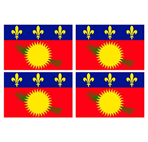 Supstick Lot de 4 Autocollants Stickers Drapeau de Pays Nation Guadeloupe Format 12x8cm