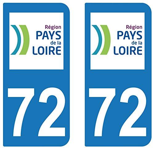 supstick 2 STICKERS AUTOCOLLANT PLAQUE IMMATRICULATION DEPT 72 Région Pays de la Loire - supstick.fr
