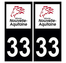 Supstick 2 Stickers Autocollants Plaques Immatriculation Auto Dept 33 Nouvelle Aquitaine Noir Angles Carrés