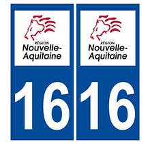 Supstick 2 Stickers Autocollants Plaques Immatriculation Auto Dept 16 Nouvelle Aquitaine Bleu Foncé Angles Carrés