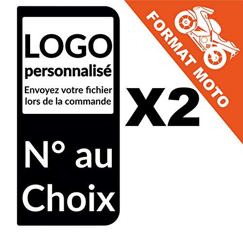 Supstick 2 Stickers Autocollants Plaques Immatriculation personnalisé Format Moto Noir 2 Angles Arrondis