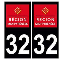 Supstick 2 Stickers Autocollants Plaques Immatriculation Auto Dept 32 Midi Pyrénées Noir Angles Arrondis