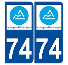 Supstick 2 Stickers Autocollants Plaques Immatriculation Auto Dept 74 Auvergne Rhône Alpes Bleu Foncé Angles Arrondis