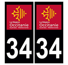 Supstick 2 Stickers Autocollants Plaques Immatriculation Auto Dept 34 Occitanie Noir Angles Carrés