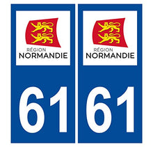 Supstick 2 Stickers Autocollants Plaques Immatriculation Auto Dept 61 Normandie Bleu Foncé Angles Carrés