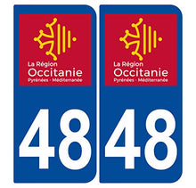 Supstick 2 Stickers Autocollants Plaques Immatriculation Auto Dept 48 Occitanie Bleu Foncé Angles Arrondis