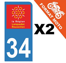 Supstick 2 Stickers Autocollants Plaques Immatriculation Moto Dept 34 Languedoc Roussillon Bleu Clair 1 Angle Arrondi