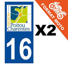 Supstick 2 Stickers Autocollants Plaques Immatriculation Moto Dept 16 Poitou Charentes Bleu Foncé Angles Carrés