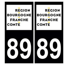 Supstick 2 Stickers Autocollants Plaques Immatriculation Auto Dept 89 Bourgogne Franche Comté Noir Angles Carrés