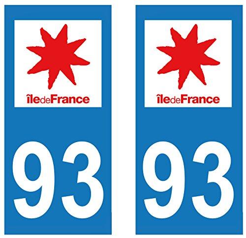 supstick 2 STICKERS AUTOCOLLANT PLAQUE IMMATRICULATION DEPT 93 Région île-de-France format rectangulaire - supstick.fr