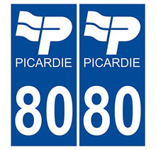 Supstick 2 Stickers Autocollants Plaques Immatriculation Auto Dept 80 Picardie Bleu Foncé Angles Carrés