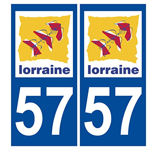 Supstick 2 Stickers Autocollants Plaques Immatriculation Auto Dept 57 Lorraine Bleu Foncé Angles Carrés