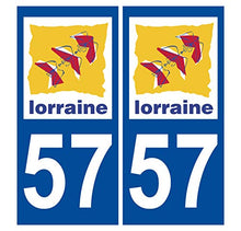 Supstick 2 Stickers Autocollants Plaques Immatriculation Auto Dept 57 Lorraine Bleu Foncé Angles Carrés